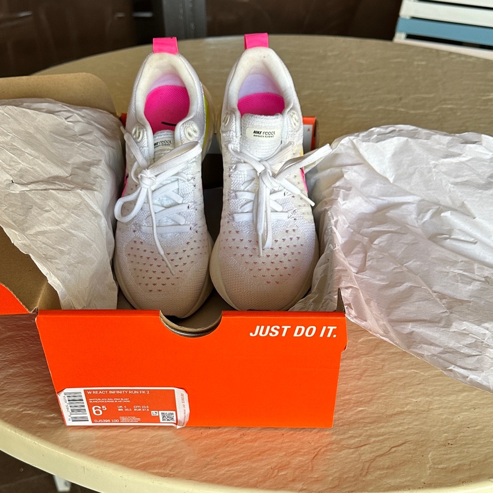 Nike White and Pink Running Shoes
